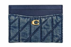 Coach Essential Quilted Denim Card Case Dark Indigo Brass Y2K Chic CCZ06 NWT